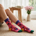 Colorful Heart Print Crew Socks | Fun Pink Gift Socks for Her