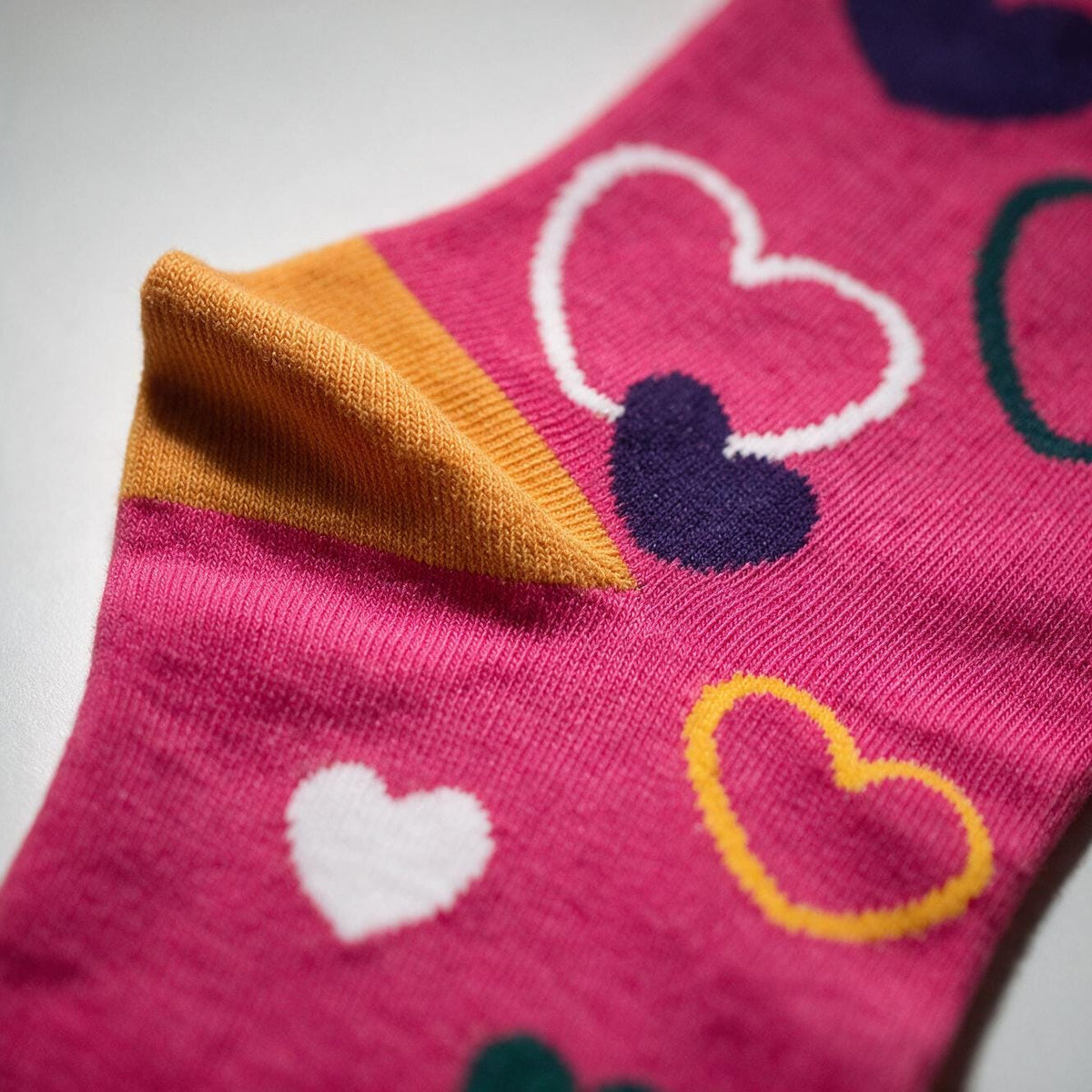 Colorful Heart Print Crew Socks | Fun Pink Gift Socks for Her