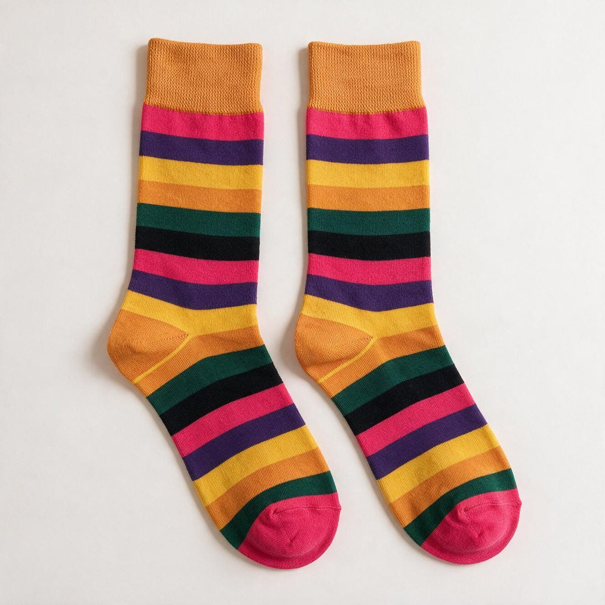 Color-Block Striped Crew Socks | Cotton Blend, Unisex One Size