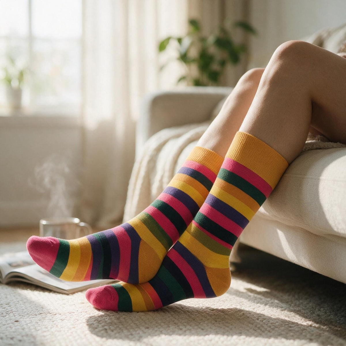 Color-Block Striped Crew Socks | Cotton Blend, Unisex One Size