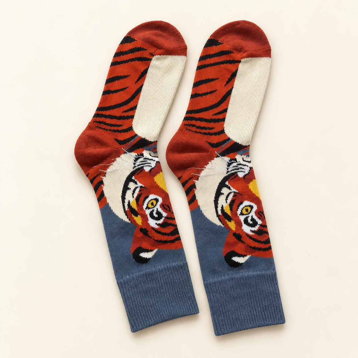 Tiger Face Crew Socks | Cotton Blend, Unisex One Size