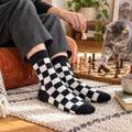 Checkerboard Crew Socks | Black & White Checkered Pattern, Unisex One Size