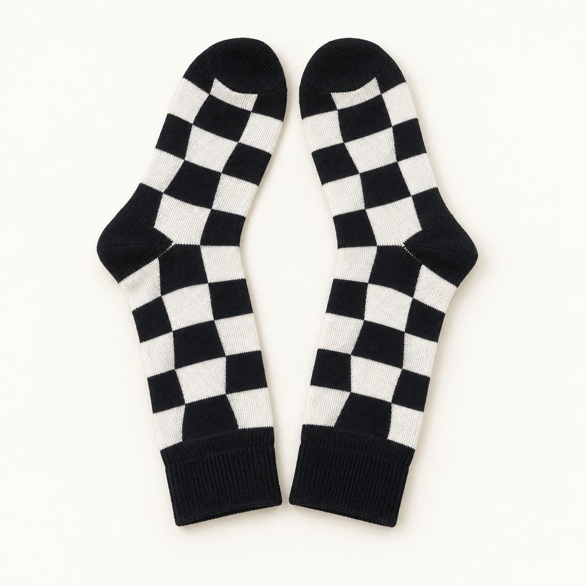 Checkerboard Crew Socks | Black & White Checkered Pattern, Unisex One Size