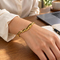 Gold Tone Hinged Snake Bangle Bracelet, 304 Stainless Steel, Oval Snake Design